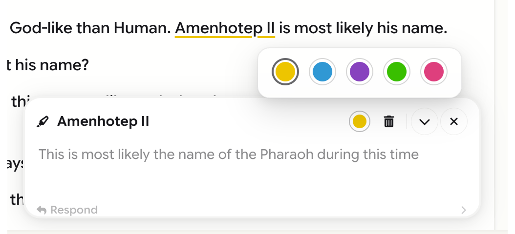A highlighted phrase with an annotation