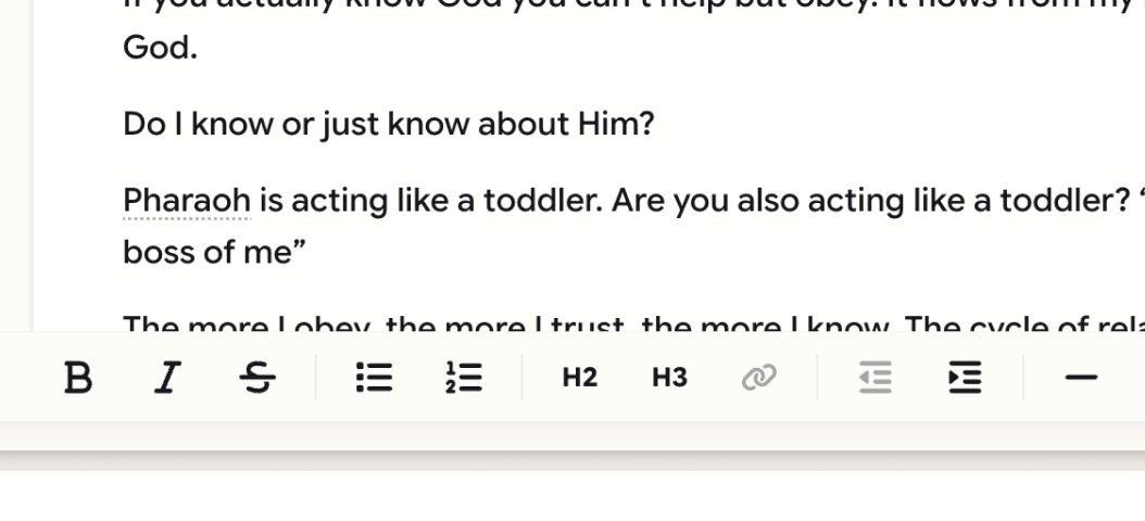 Writing a note in Harvous with rich-text formatting